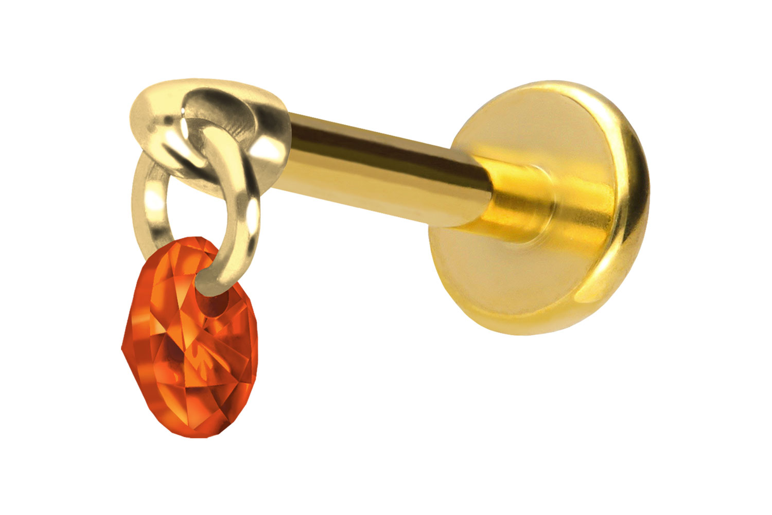 Titan Labret Piercing mit Push Fit RUNDER KRISTALL